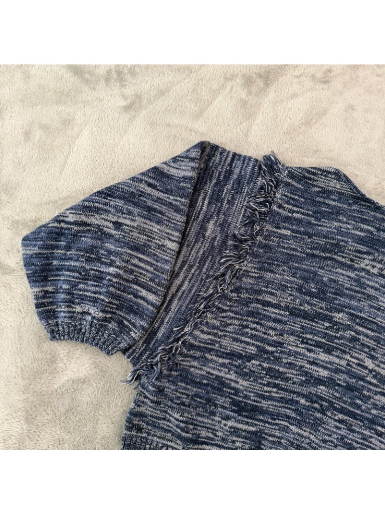 Curator Sf Fringe Sweater 100% Cotton Xl-2xl Blue Ethically Made Peru — image 2 of 7